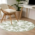thumbnail image 5 of Sage Green Flower Round Area Rug 4 FT, Non Slip Indoor Outdoor Rug, Vintage Country Rose Leaf Floral Washable Soft Circular Carpet Non-Shedding Floor Mat for Coffee Table Nursery Foyer Balcony, 5 of 9