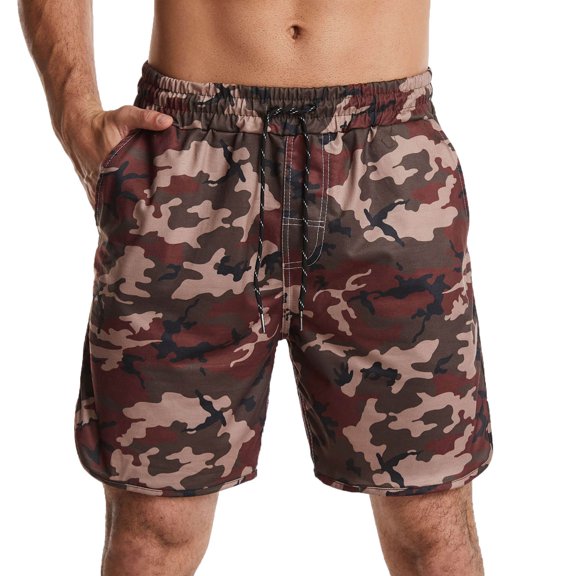 Tejiojio Men's Classic-Fit Cargo Shorts Men's Casual Print Shorts Beach Loose Pants Quickly Dry Sport Fitness Trousers