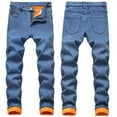 thumbnail image 1 of Pantalones vaqueros de invierno for hombre con forro polar, elásticos y térmicos, de corte regular for clima frío., 1 of 7