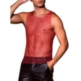 thumbnail image 4 of INSPIRE CHIC Rhinestones Sparkly Tank Top for Men's Shiny Mesh Sleeveless Tee Shirt Rave Sheer Metallic Vest M Red, 4 of 6