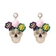 thumbnail image 1 of Halloween Skull Earrings with Zirconia and Glitter Flower Accent Fashion Trendy Studs Adornment for Costume Parties, 1 of 5