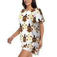 thumbnail image 2 of Uemuo Colorful maple leaf owl Pattern Women's Short-Sleeved Pajama, Button-Front Loungewear, 2-Piece Summer Sleepwear, Elastic Drawstring Shorts-3X-Large, 2 of 7