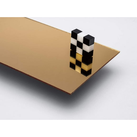 1/8" (3mm) Gold Mirror Acrylic Plexiglass Plastic Sheet 12" x 12" Nominal Size AZM