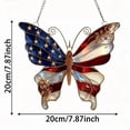 thumbnail image 2 of 4th of July Patriotic Butterfly Suncatcher, Acrylic Stained Glass Style Window Hanger, Red White Blue American Flag Decor for Independence Day-7.8In, 2 of 6