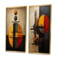 thumbnail image 3 of Designart "Belgian Conversations Geometric Abstraction II" Modern Geometric Framed Wall Art Set Of 2 - Modern Gold Frame Gallery Set For Office Decor, 3 of 6