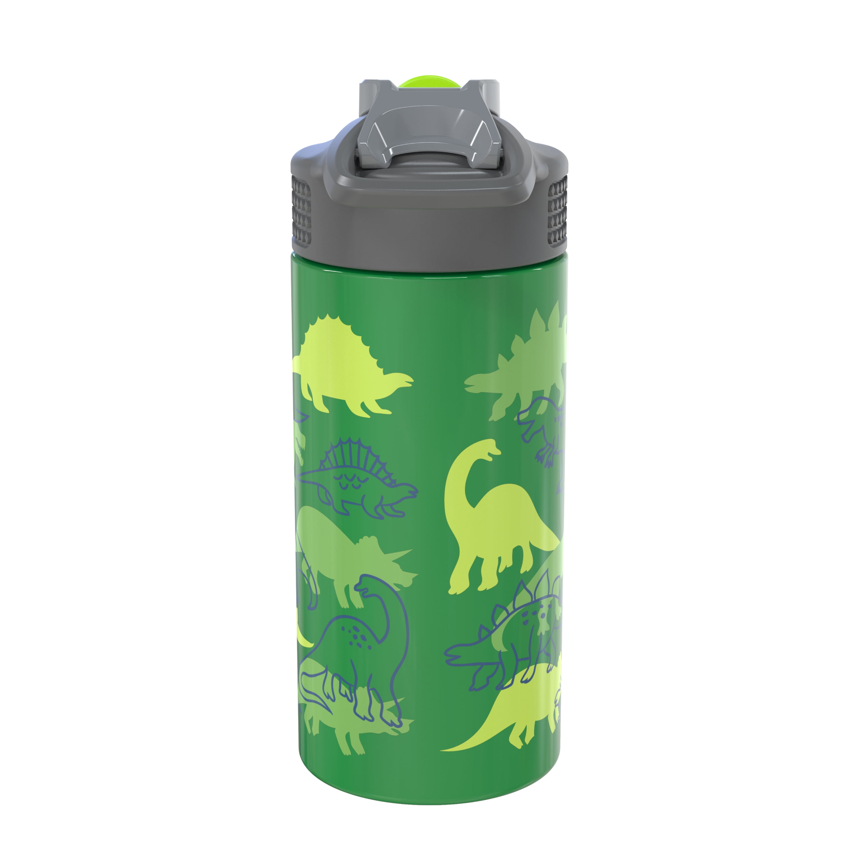 Zak Designs Dino Camo 14 Ounce Stainless Steel Vacuum Insulated Water Bottle, Dinosaurs