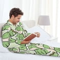 thumbnail image 6 of Yiaed Cute Crocodile Print Men’s Pajamas Set - Long Sleeve Button Down Sleep Shirt and Pajama Bottoms Sleepwear Set Mens Pjs Sets Men's Pajama Bottoms-Medium, 6 of 7