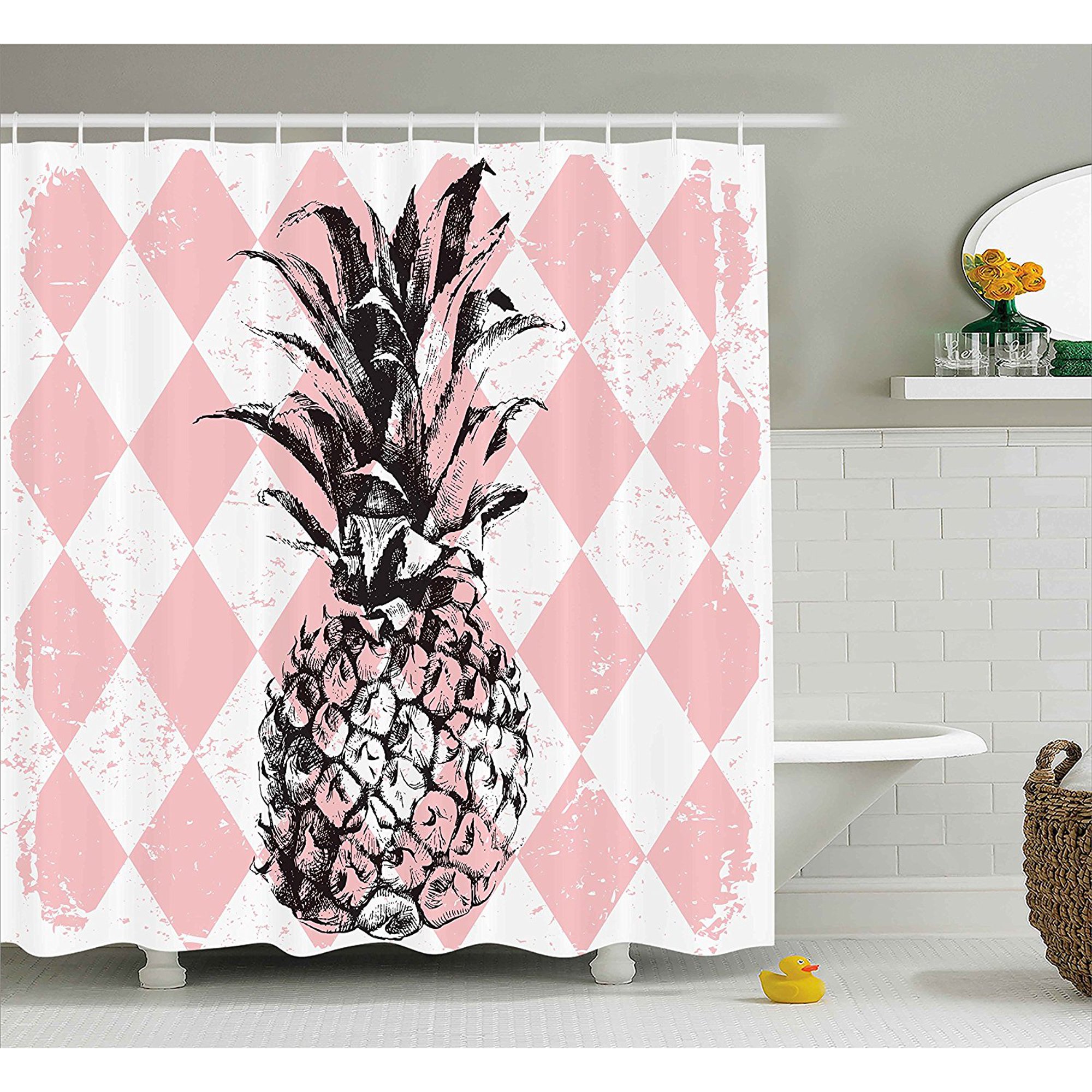 Trippy Decor Shower Curtain By Grunge Sketchy Pineapple Figure
