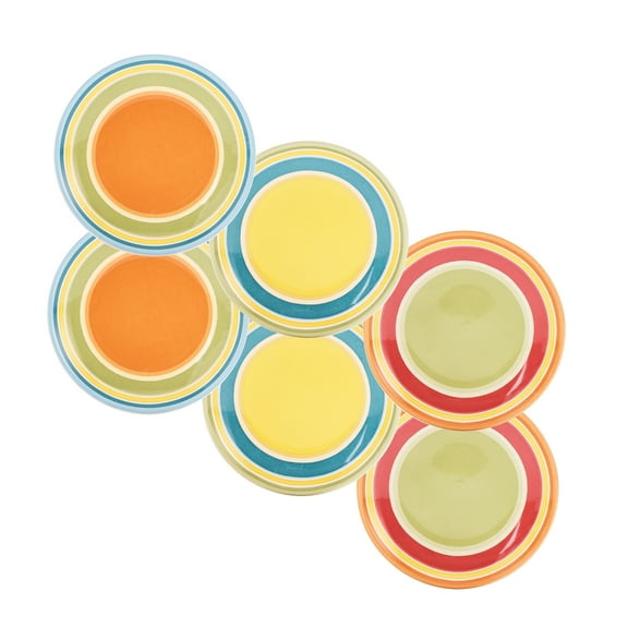 Bico Tunisian 6 inch Ceramic Plain Appetizer Plate, Set of 6, for Salad, Appetizer, Snacks, Microwave & Dishwasher Safe