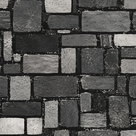 Peel and Stick Wallpaper 23.6in x 9.8ft Black Gray Stone Brick Tile Finish Contact Paper Vinyl Waterproof Self Adhesive Wall Paper for Bedroom Shelf Cabinet Renter Friendly