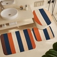 thumbnail image 6 of Ocean Color And Blue Stripe 4 Pcs Shower Curtain Sets with Rugs Include Waterproof Shower Curtain Non-Slip Rug Toilet Lid Cover Bath Mat Modern Accent Durable And Waterproof for Bathroom Decor, 6 of 8