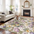 thumbnail image 2 of Large Area Rugs for Living Room Bedroom, Dark Sage Green Botanical 5'x8' Rug Washable Carpet Runner Indoor Outdoor, Spring Floral Summer Botanical Retro Non Slip Floor Mats Rug for Kitchen, Bathroom, 2 of 8