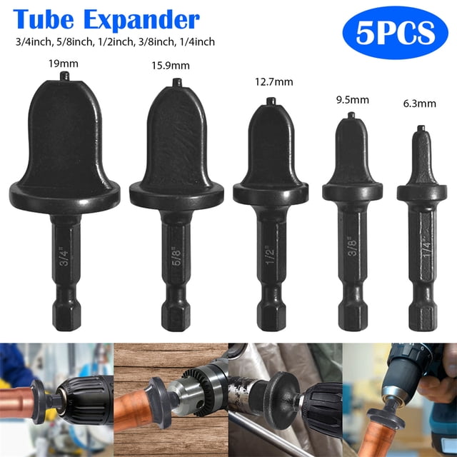 BeesClover 5 Pcs Air Conditioner Copper Tube Expander 5 Sizes Wear-resistant Swaging Tool Drill Bit Pipe Flaring Set