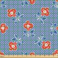 thumbnail image 2 of Ambesonne Folk Art Fabric by the Yard Upholstery, Polka Dots and Flowers, 2 Yards, White Violet Blue and Scarlet, 2 of 5