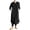 Black, variant on Fesfesfes Spring Dresses for Women Round Neck 3/4 Sleeve Tunic Dress Casual Solid Color Kaftan Dress Knee Length Ruffle Slit Dress