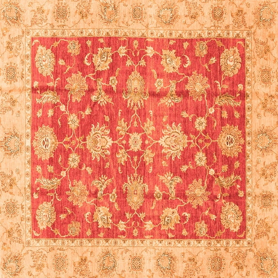 Ahgly Company Indoor Square Abstract Orange Modern Area Rugs, 6' Square