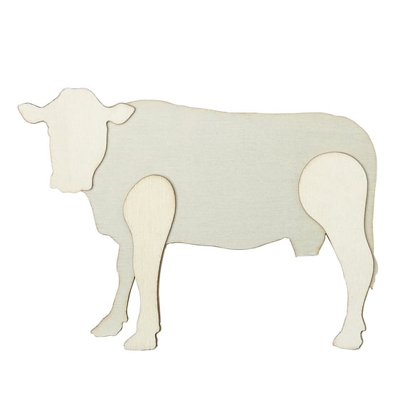 Plaid Surfaces Layered Wood Shape, Cow