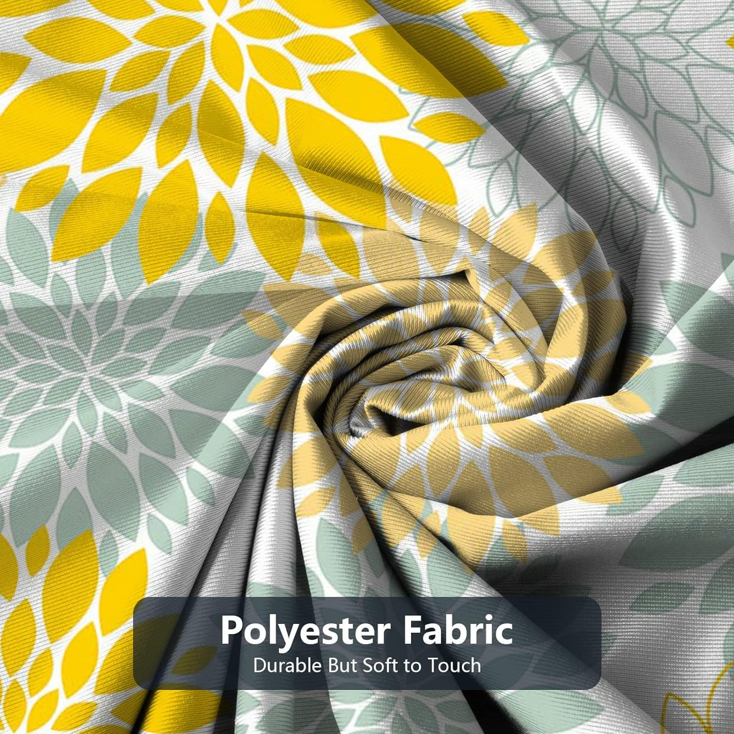 Yellow Flower Shower Curtain Dahlia Shower Curtain for Bathroom Sage Green Floral Shower Curtain Pinnata Wildflower Washable Waterproof Fabric Hotels Bathroom Decor with 12 Hooks 72" X 72"