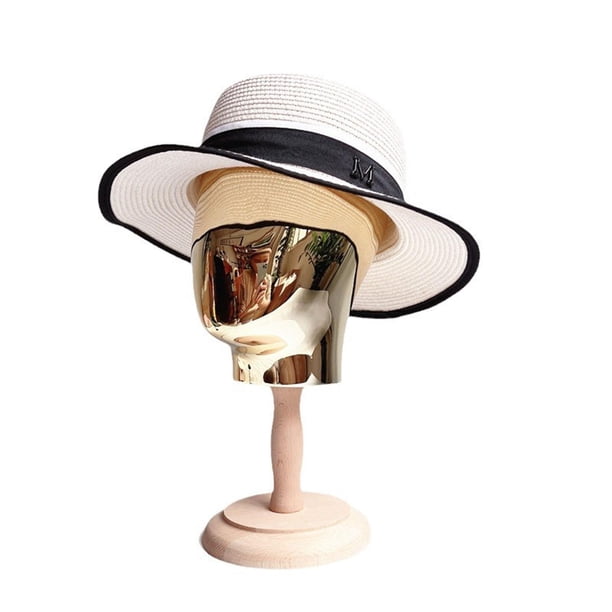 Soporte de exhibición Yinane para sombreros y gorras modelo cabeza de maniquí oro