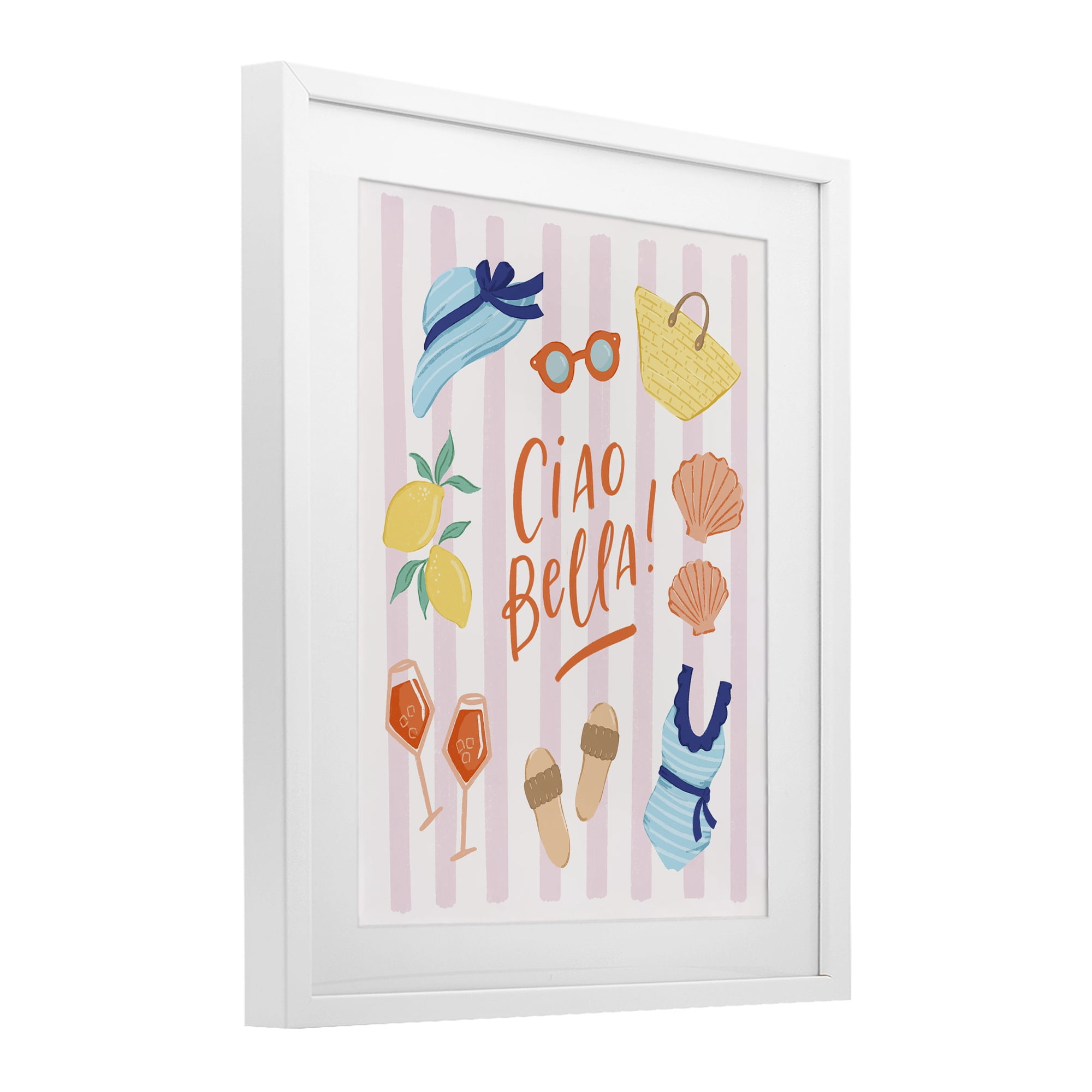 Stupell Industries Summer Ciao Bella White Framed Print Under Glass, design by Sandra Picco