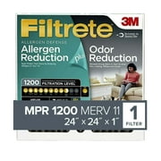 Filtrete 24x24x1 Air Filter, MPR 1200 MERV 11, Allergen Plus Odor Reduction, 1 Filter