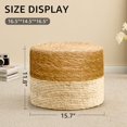 thumbnail image 4 of IVV 15.7" Hand-woven Round Ottoman, Modern Boho Pouf Footrest, Rustic Lounge Knitted Low Step Stool/Accent Table for Living Room Balcony Bedroom (Natural Cattail + White Corn Husk), 4 of 7