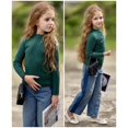 thumbnail image 4 of Oudiya Girls Half Turtleneck Long Sleeve Sweater Tops Knit Slim Fit Pullover Blouse for Kids 6-14Y, 4 of 6