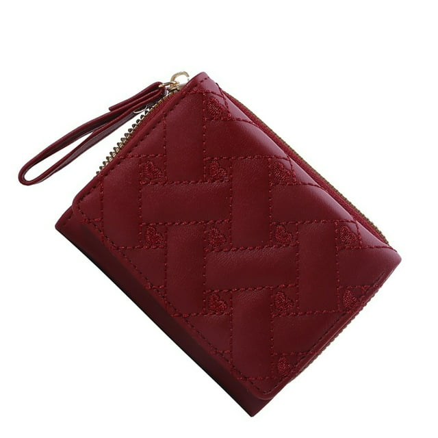 Decodeary Portefeuilles Brodés en PU Mode Portefeuille Pratique et Stylé pour Femmes Rouge 1 Ensemble
