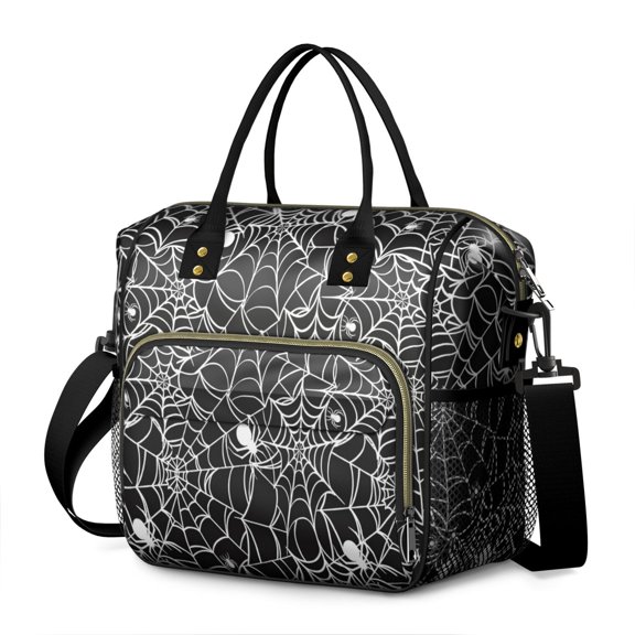 Black Halloween Spider Webs Womens Lunch Box for Work,Insulated Large Lunch Bag for Tween and Teen,Loncheras Para Mujer,Leakproof Adult Lunch Bag for Work,Beach,Travel,Picnic,Camping