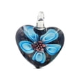 thumbnail image 2 of Besheek Murano Inspired Heart Flower Aqua Blue & Purple Glass Pendant, 2 of 5