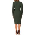 thumbnail image 3 of Vestido midi casual de manga larga con cuello en V y lazo en la cintura para mujer Inspire Chic, talla XL, color verde, 3 of 5