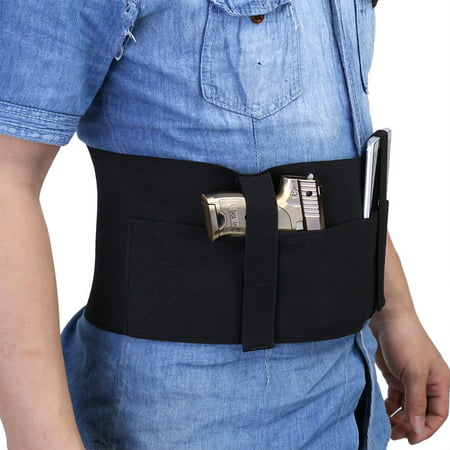 WALFRONT Black Elastic  Right/Left Draw Belly Band Concealed Carry Pistol Holster,Belly Band Holster, Concealed (Best 45 Handgun Concealed Carry)