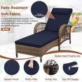 thumbnail image 6 of OUINCH Outdoor Wicker Lounge Chair with Cushion, 6-Position Adjustable Patio Chaise Lounge, All Weather Lay Flat Pool Sunbathing Recliner Chair, Armrest and Head Pillow, Fade-Resistant, Navy Blue, 6 of 8
