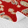 thumbnail image 5 of Erosebridal Red Bohemian Western Paisley Twin Quilt Set for Women Girls, Retro Damask Floral Twin Coverlet Set, 2 Pieces, 5 of 7