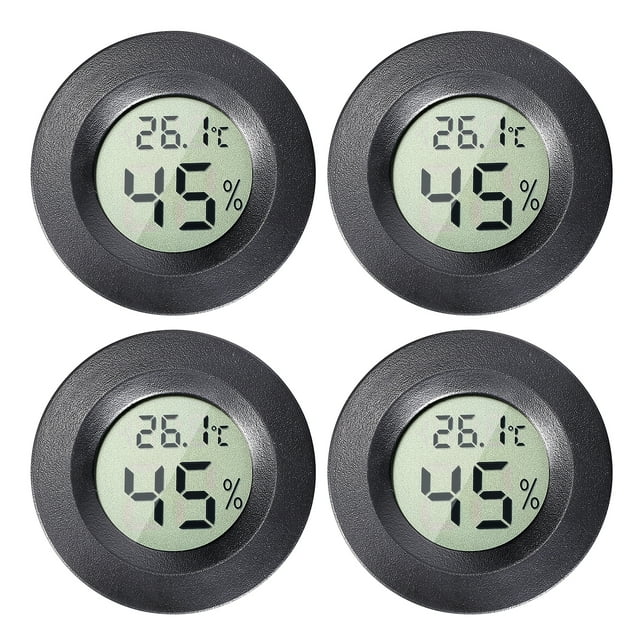 Weiweiguan ledmomo 4pcs Mini Hygrometer Thermometer Digital LCD Monitor Humidity Meter Gauge Temperature for Reptile Plant (Black)