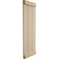 thumbnail image 3 of Ekena Millwork 16 1/2"W x 24"H Rustic Three Board Joined Board-n-Batten Rough Cedar Faux Wood Shutters w/End Batten (Per Pair), Primed Tan, 3 of 10