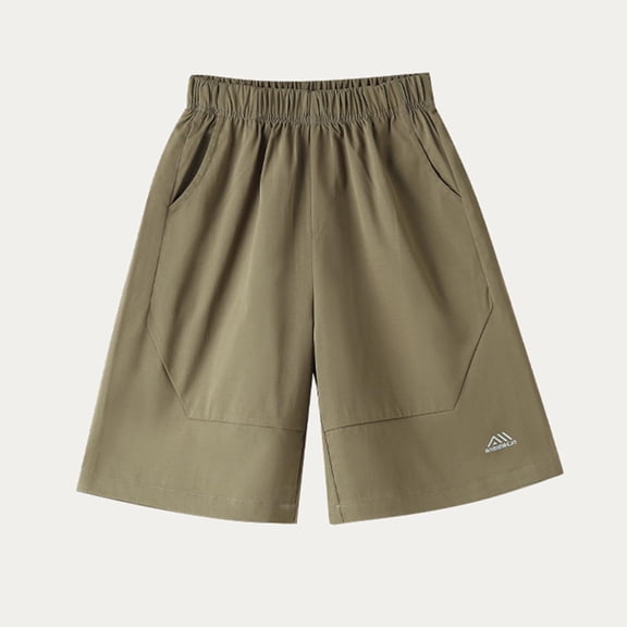 ITSAME Athletic Shorts for Boys, with Pocket Quick-Dry Elastic Waist Casual Fashion Shorts Army Green 5T