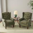thumbnail image 6 of UIXE Wingback Accent Chair Set of 2 Upholstered Arm Chair High Back Chair Living Room with Solid Wood Frame,Tufted Green, 6 of 7