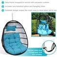 thumbnail image 3 of Sunnydaze Julia Polyethylene Wicker Egg Hanging Chair with Cushions, Blue, 3 of 9