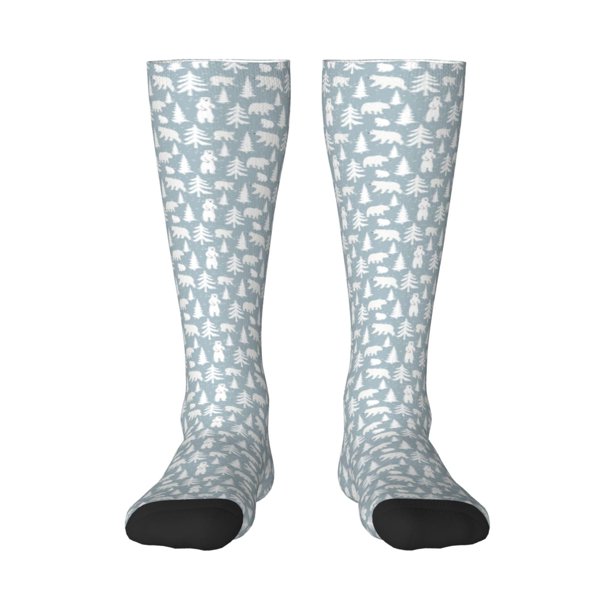 Fotbe Polar Bears And Snowy Winter Calcetas Divertidas Estampadas para Hombre y Mujer, Calcetas de Algodón hasta la Rodilla para Caminar, Correr, Enfermería y Embarazo