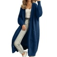 thumbnail image 2 of ZHOGXU Women's Cardigan With Pocket Long Sleeve Open Front Solid Color Knit Comfortable Loose Fit Coat Jacket For Casual Daily Wear Blue L, 2 of 4