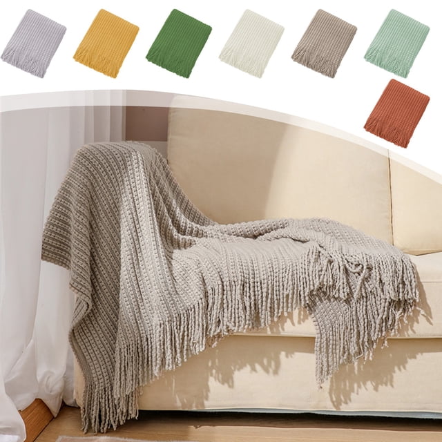Lekihaqq Flannel Blanket Sofa Throw Blanket Warm Cozy Soft Plush Polyester Couch Blanket Office Nap Conditioning Fringe Decorative Bed Couch Living Room