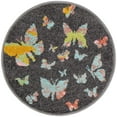 thumbnail image 2 of Unique Loom Whimsy Kids Collection Area Rug - Butterflies (2' 2" Round Charcoal Gray/Blue), 2 of 9