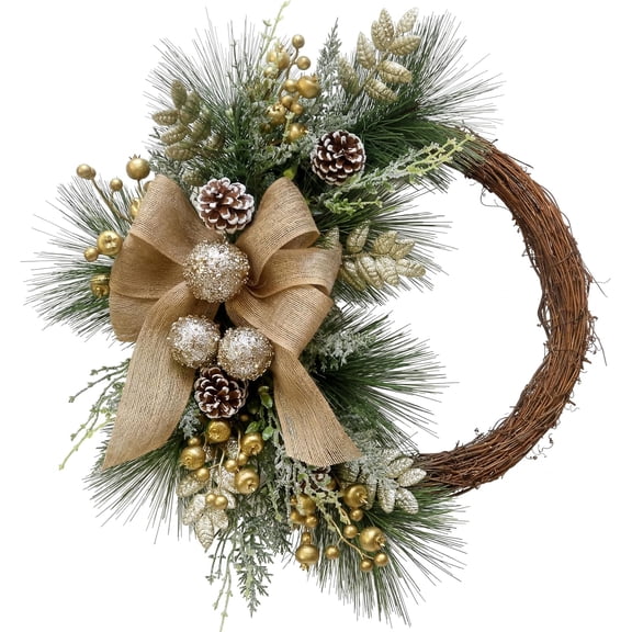 Christmas Wreath 24" Mixed Pine Berries Front Door Decor