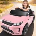 thumbnail image 2 of Costway Licensed Land Rover Kids Ride on Car with Remote Control, LED Lights, Music, Horn Pink, 2 of 10