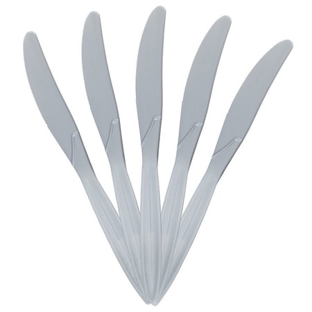 JAM Paper Plastic Knives  Silver  100 Disposable Knives/Box
