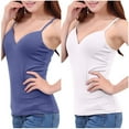 thumbnail image 4 of QUINDOS Built in Bras Removable Womens Tank Tops Athletic Summer 2 Pack Camisoles for Women Pack MultiPack Spaghetti Strap Sports Sleeveless V-Neck Cami Tops Slim Fitted Solid Color Undershirts, 4 of 4