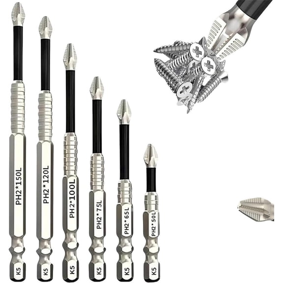 High Magnetic Screwdriver Drill Bit Set, Impact-Resistant and Non-Slip Bit, S2 Steel Phillips Head Drill Bits for Impact Driver Home DIY Profession