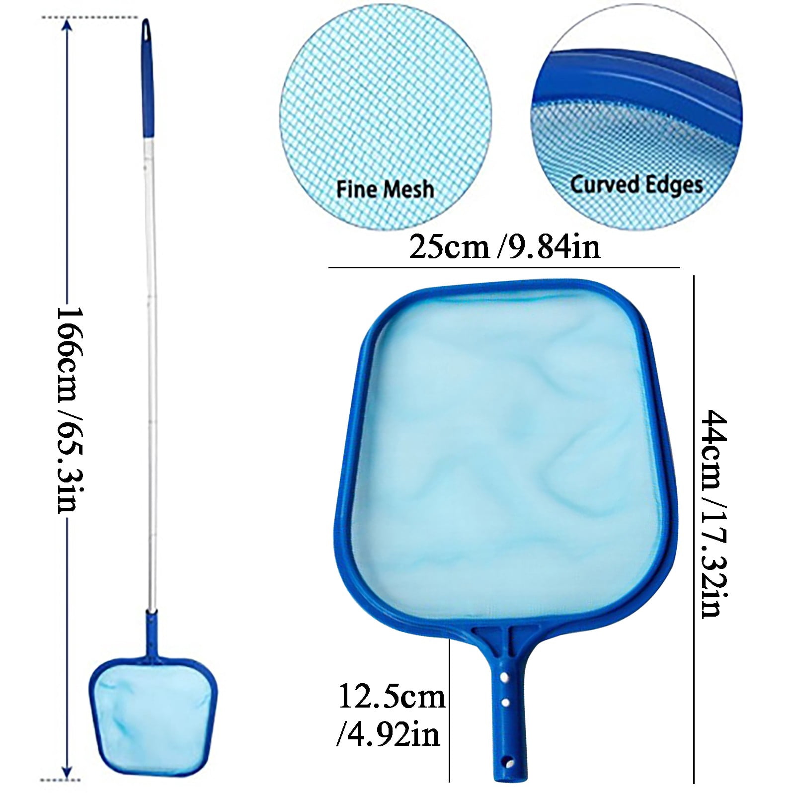 Pool Cleaning Kit, Heavy Duty Leaf Skimmer Wall Brush Bottom Brush Net, Wall Scrubber Brush, 3-in-1 Pool Cleaning Equipment Set for Above Ground & Inground Pools