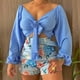 thumbnail image 4 of Puntoco Mujeres Moda Sexy Verano Casual Con Cordones V-Cuello Top Camisa Impreso Pantalones Cortos Conjunto De Dos Piezas Puntoco Puntoco-5339, 4 of 9